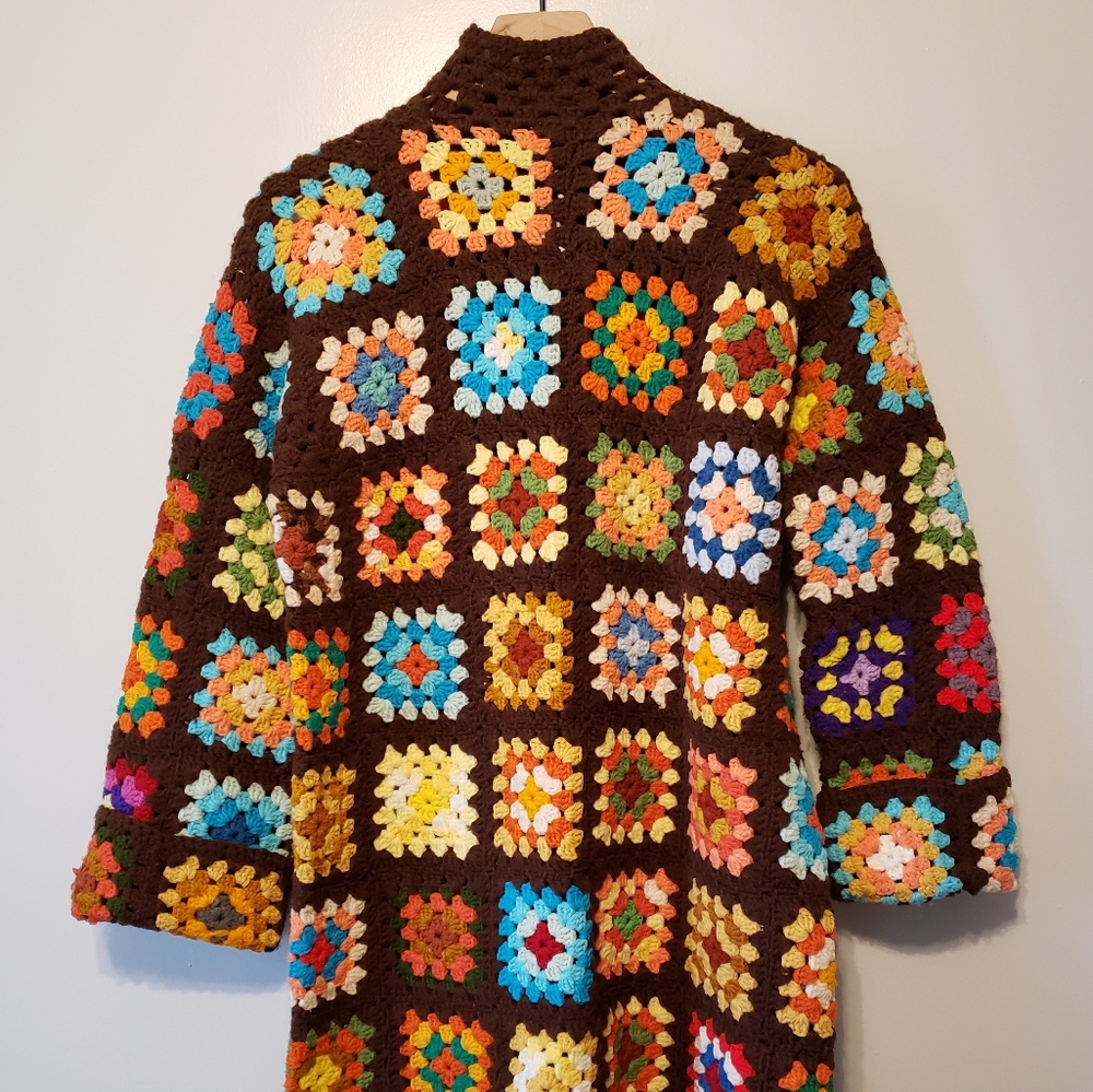 š„VINTAGE | Grandma's Hand-Crocheted Jacket 1970s - Picture 15 of 16